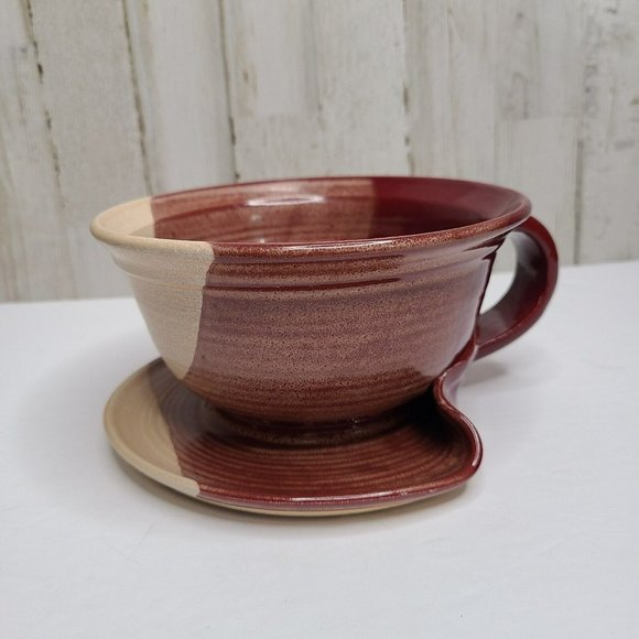 Art Pottery Clay Pottery Unique Soup Bowl Mug Plate Dish One Piece Tri Color - Picture 10 of 16